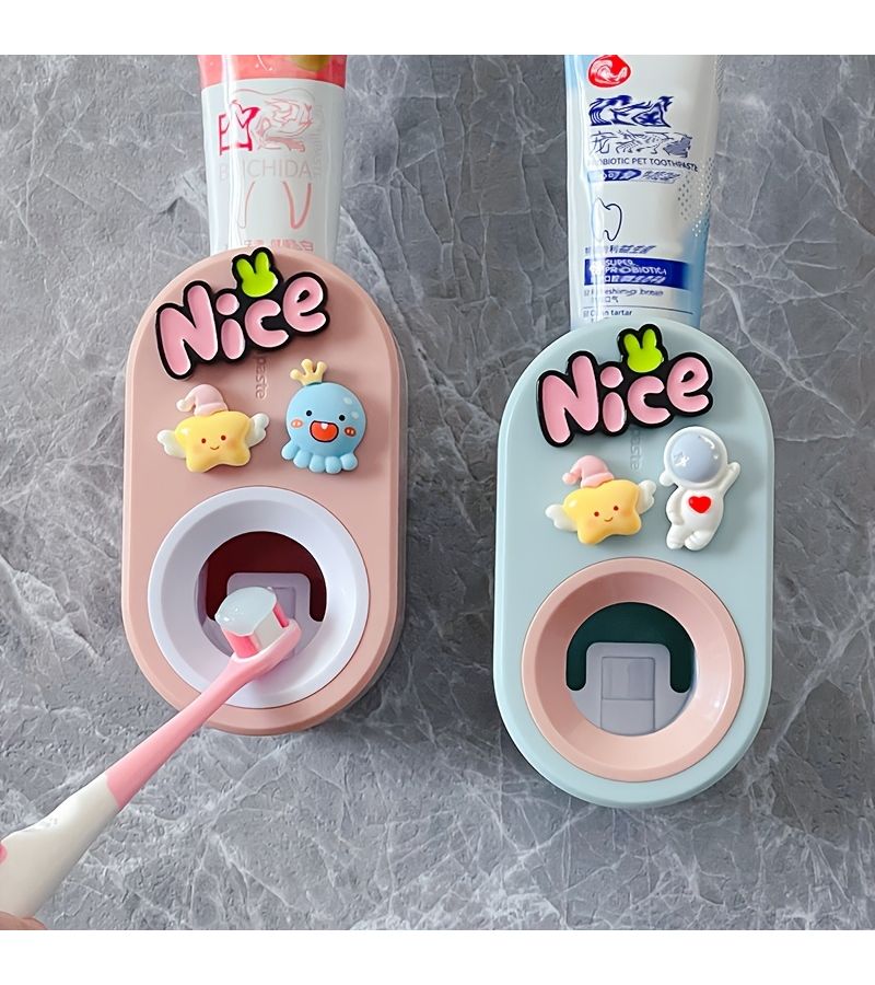 Pink Toothpaste Squeezer Wall Mounted No Drilling Holder Dispenser - Image 1