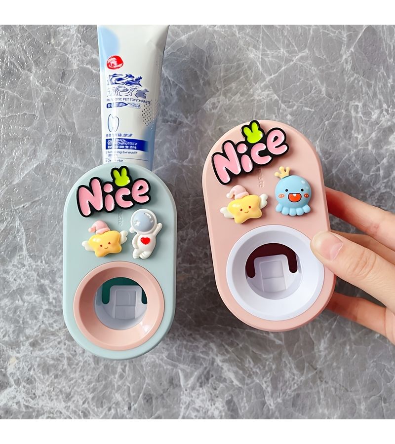 Pink Toothpaste Squeezer Wall Mounted No Drilling Holder Dispenser - Image 3