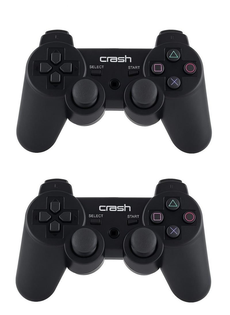 Generic - Crash X5 Dual Wireless Gamepad, 2.4G Wireless Connection, Up to 10 Meters - Compatible with PC, PS3, and Android TV - 300mAh Battery - Black - Image 1