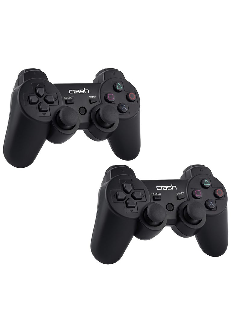 Generic - Crash X5 Dual Wireless Gamepad, 2.4G Wireless Connection, Up to 10 Meters - Compatible with PC, PS3, and Android TV - 300mAh Battery - Black - Image 1