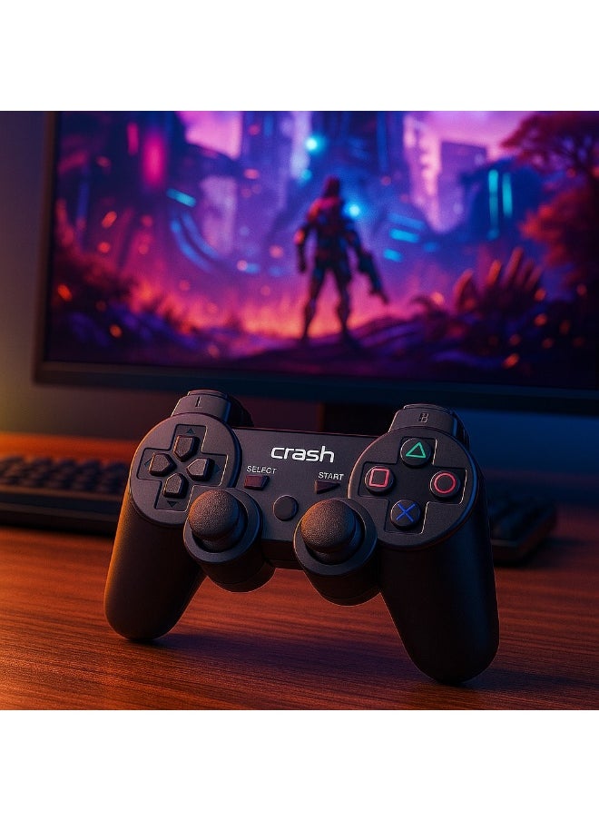 Generic - Crash X5 Dual Wireless Gamepad, 2.4G Wireless Connection, Up to 10 Meters - Compatible with PC, PS3, and Android TV - 300mAh Battery - Black - Image 1