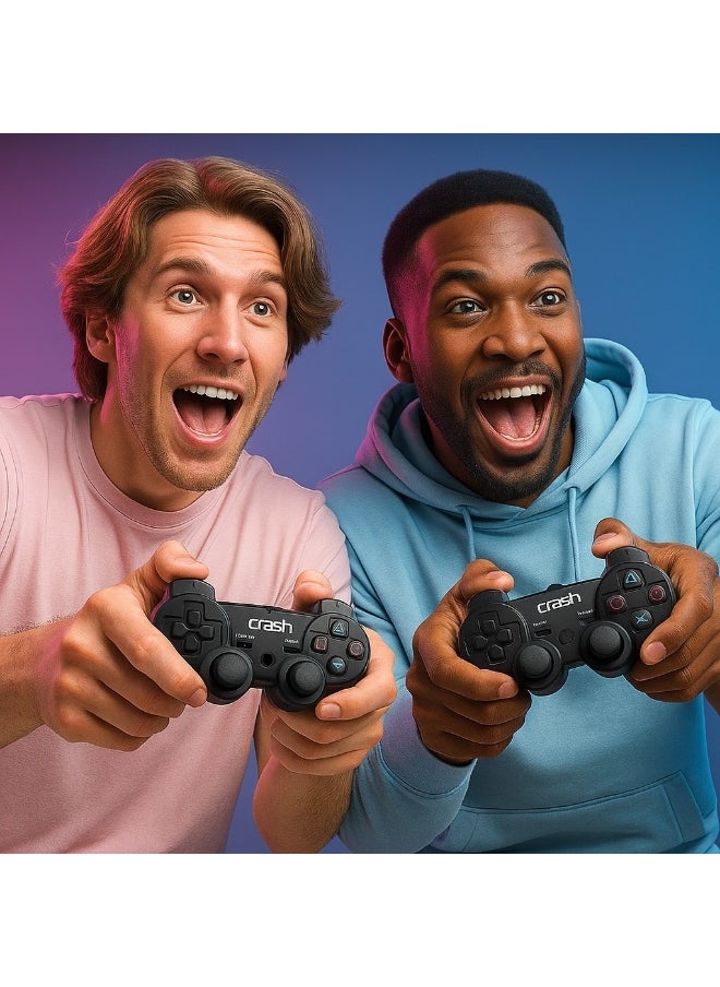 Generic - Crash X5 Dual Wireless Gamepad, 2.4G Wireless Connection, Up to 10 Meters - Compatible with PC, PS3, and Android TV - 300mAh Battery - Black - Image 1