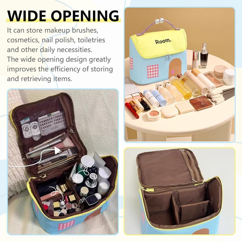 May Create MAYCREATE® Travel Makeup Bag Portable Toiletries Bag Roomy Cartoon Canvas Makeup Storage Bag, Cosmetic Storage Pouch for Women & Girls, 23.5x14x20cm - Image 5