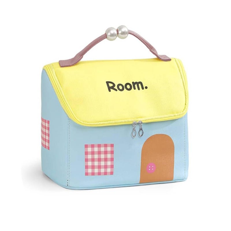 May Create MAYCREATE® Travel Makeup Bag Portable Toiletries Bag Roomy Cartoon Canvas Makeup Storage Bag, Cosmetic Storage Pouch for Women & Girls, 23.5x14x20cm - Image 1