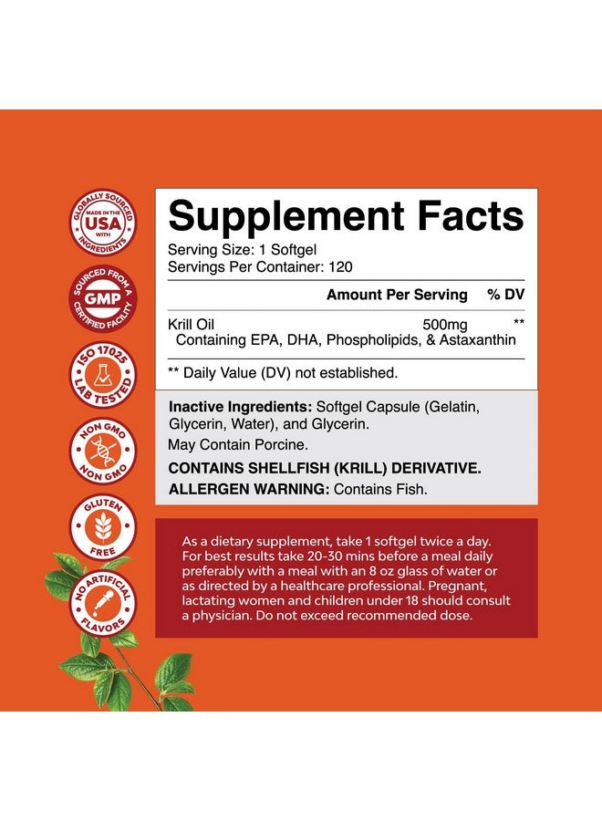 Natures Craft Antarctic Krill Oil 500mg Softgels - High Absorption Krill Oil Omega 3 Fatty Acid Supplement with Potent EPA DHA Astaxanthin and Phospholipids - Wild Caught Burpless Fish Oil Omega 3 Supplement  - Image 3