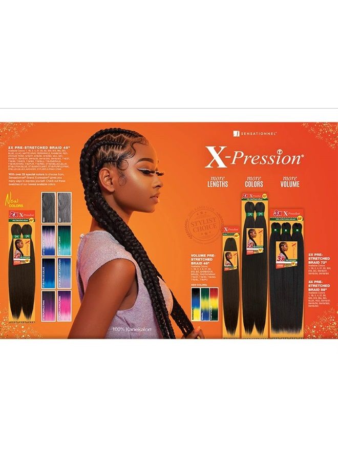 Sensationnel X-pression Prestretched Braiding Hair - Kanekalon Flame Retardant Smooth Yaki Braid Hair Extension 3X 58 Inch (1 pack, SM1B/27) - Image 2