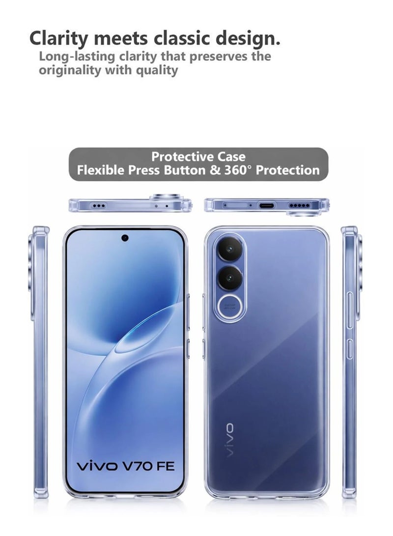 For Vivo V70 FE 5G - Transparent 2.0 mm Silicone Drop-Proof Clear Protective Phone Cover - Transparent - Image 5