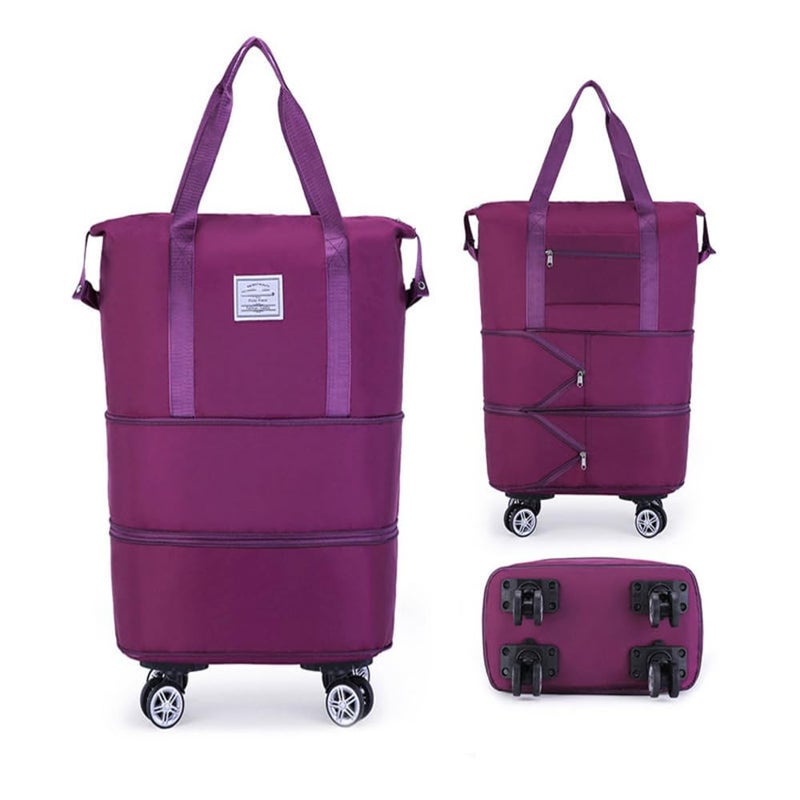 Yatee Foldable Trolley Travel Bag with Wheels for Women & Men, Expandable Rolling Duffel Bag, Large Capacity Lightweight Luggage, Waterproof Carry Tote with Detachable Wheels for Travel - Image 5
