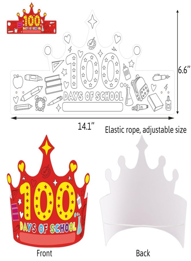 WorldBazaar 100th Day Of School Coloring Crowns Bulk 30 Pack 100 Day Color Hats Paper Crafts Party favors Classroom School Supplies - Image 3