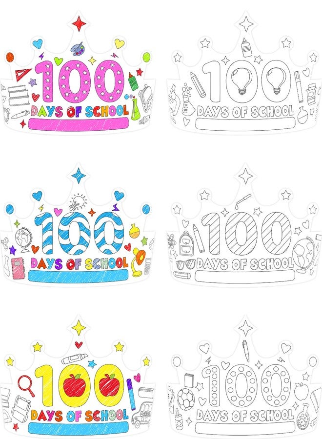 WorldBazaar 100th Day Of School Coloring Crowns Bulk 30 Pack 100 Day Color Hats Paper Crafts Party favors Classroom School Supplies - Image 2