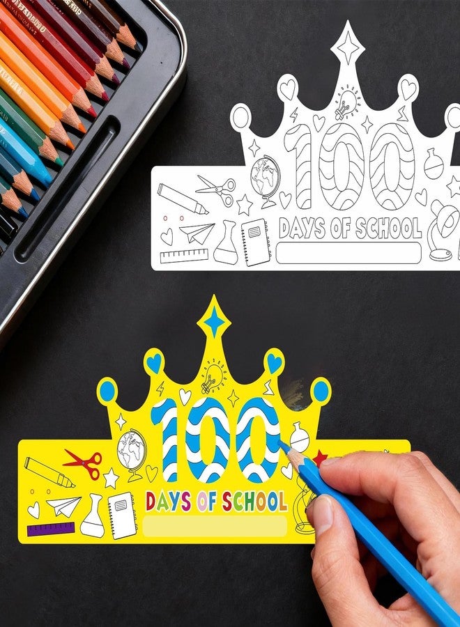 WorldBazaar 100th Day Of School Coloring Crowns Bulk 30 Pack 100 Day Color Hats Paper Crafts Party favors Classroom School Supplies - Image 5