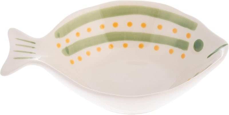 Karma Ceramic Hand Painted Snack Dish Fish Shaped Small Bowls Cute Small Dip Bowl Saucer Appetizer Plate Green - Image 1