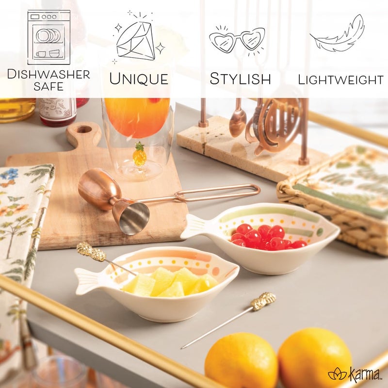 Karma Ceramic Hand Painted Snack Dish Fish Shaped Small Bowls Cute Small Dip Bowl Saucer Appetizer Plate Green - Image 5