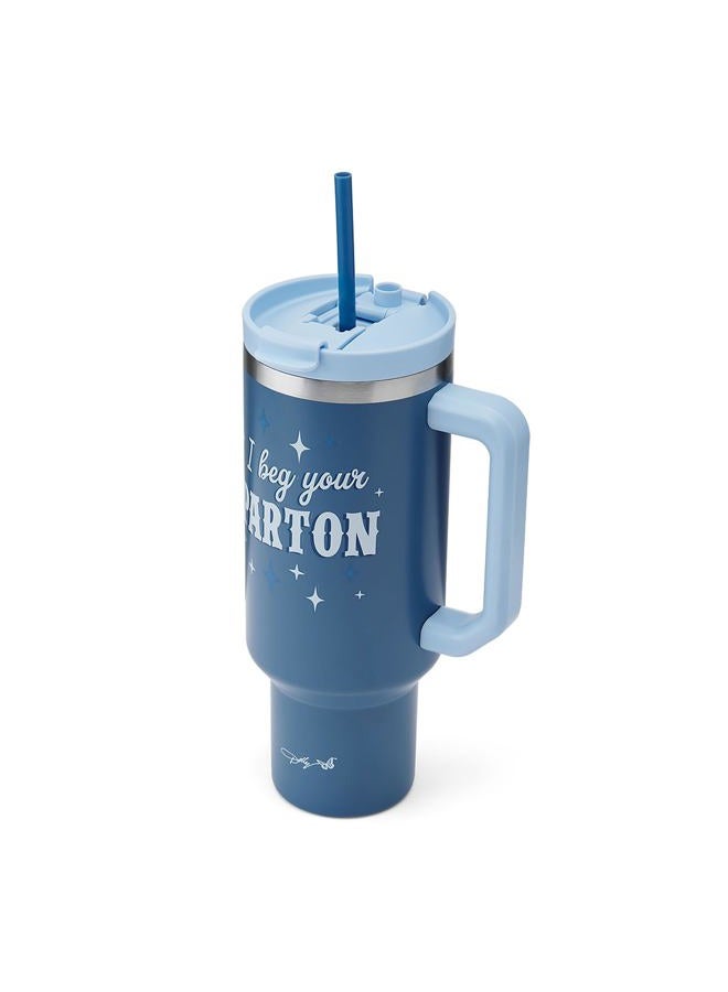 Dolly Parton Tumbler With Handle, Double Wall Vacuum Insulated Stainless Steel With Straw Lid, Cold For Up To 24 Hours Or Hot For Up To 8 Hours, 40 Ounce, Blue - Image 5