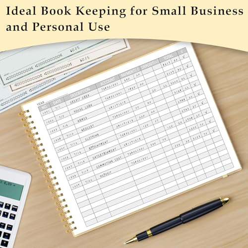 AKONEGE Accounting Ledger Book for Small Business & Personal Use, Horizontal Expense Tracker Notebook Ledger Book for Bookkeeping, Financial Income and Expense Log Book 10.2" x 8", Light Yellow - Image 5