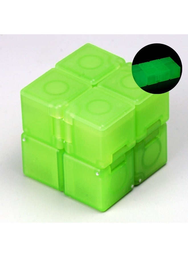 sengso 2 Pack Infinity Cube Fidget Toy, Portable Desk Toy for Teens and Adults, Cool Mini Gadget for Fun and Relaxation, Unique Idea That Is Light on the Fingers and Hands (Black and Glow-in-the-Dark Green) - Image 2