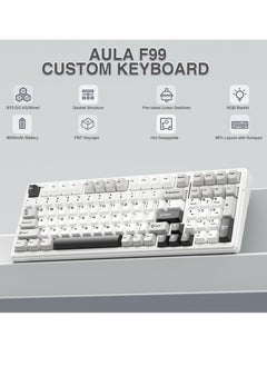 AULA F99 Wireless Mechanical Keyboard,Tri-mode BT5.0/2.4GHz/USB-C Keyboard,Pre-lubed Linear Switches,Gasket Structure,RGB Backlit Gaming Keyboard  - Image 2