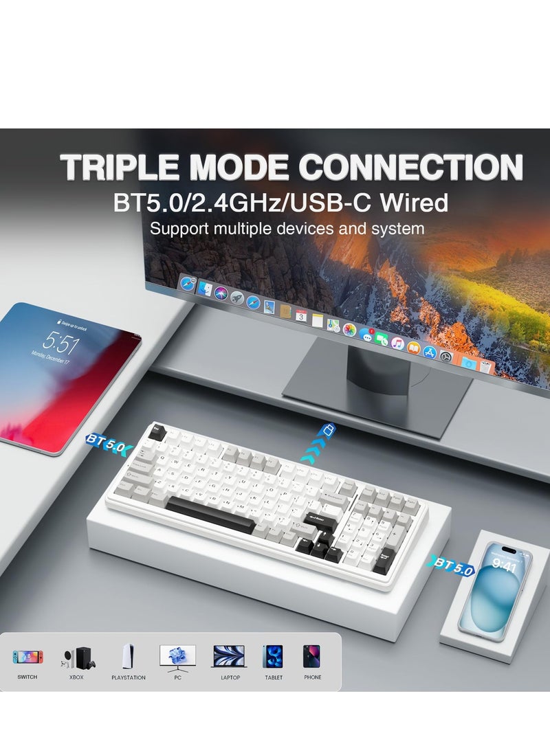 AULA - F99 Wireless Mechanical Keyboard,Tri-mode BT5.0/2.4GHz/USB-C Keyboard,Pre-lubed Linear Switches,Gasket Structure,RGB Backlit Gaming Keyboard - Image 1
