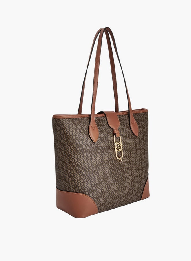 Celeste Women Monogram Print Tote Bag with Double Handle and Zip Closure  - Image 5