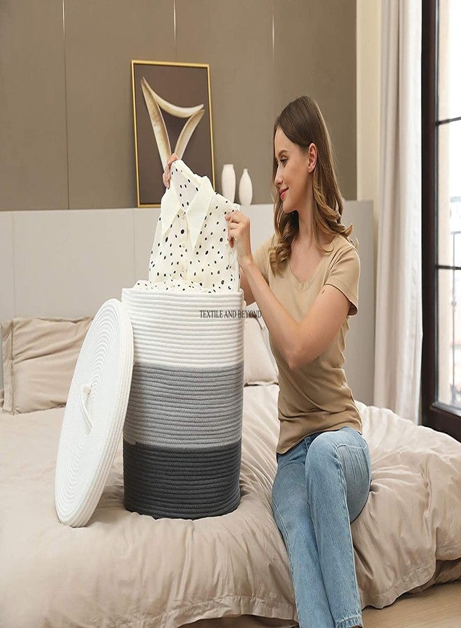 Textile and Beyond سلة كبيرة من حبل الجوت من تيكستايل آند بيوند مع غطاء، متعددة الأغراض: رف كتب، منظم غسيل، منظم ألعاب، منظم هدايا - Image 5