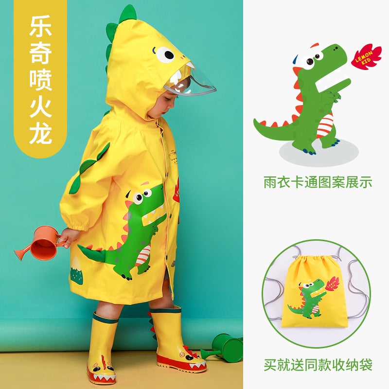 Lemon Children'S Raincoat Split Boy Girl Baby Poncho Cute Cartoon Schoolbag Reflective Rain Gauge For Primary School Students - Image 3