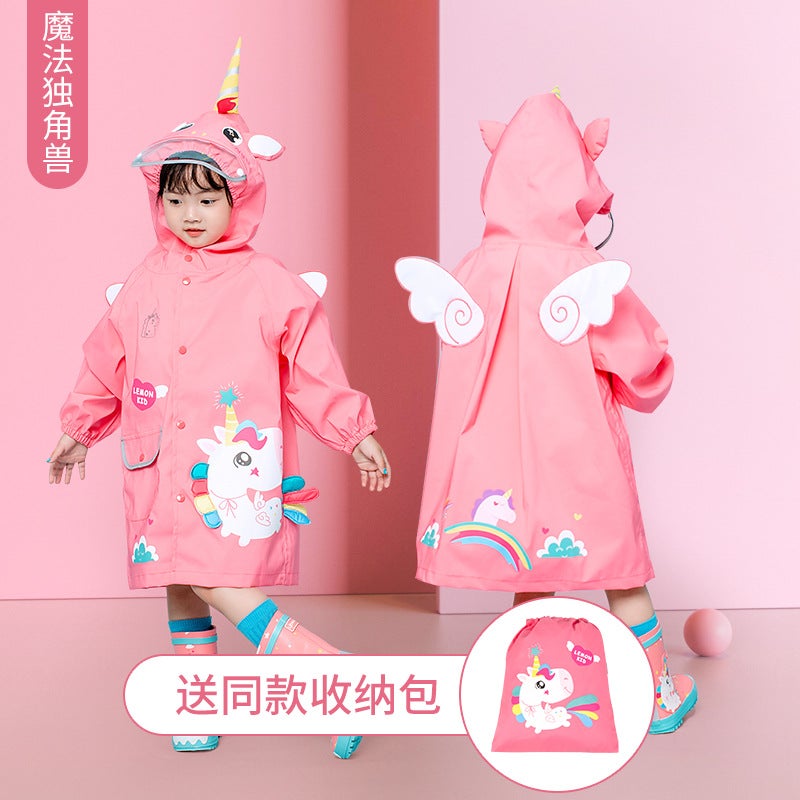 Lemon Children'S Raincoat Split Boy Girl Baby Poncho Cute Cartoon Schoolbag Reflective Rain Gauge For Primary School Students - Image 4