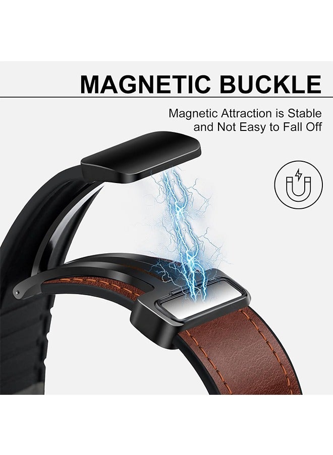 Beyond Magnetic Leather Watch Band for Apple Watch Ultra, 49mm 45mm 44mm 42mm, Magnetic Buckle Replacement Genuine Leather Strap for Apple Watch (Brown) - Image 2