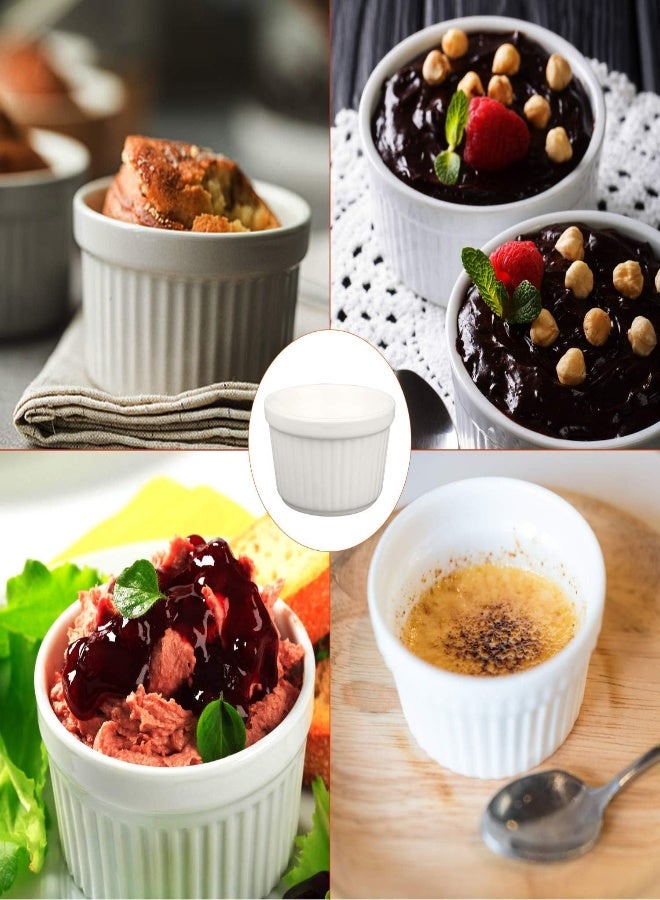AKDC 6 Oz Ramekin Bowls,8 Pcs Bakeware Set For Baking And Cooking, Oven Safe Sleek Porcelain White Ramikins For Pudding, Creme Brulee, Custard Cups And Souffle Small Instant Table Tray - Image 2