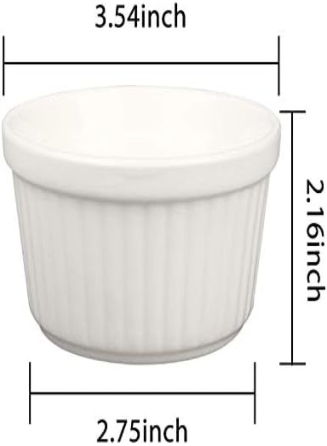 AKDC 6 Oz Ramekin Bowls,8 Pcs Bakeware Set For Baking And Cooking, Oven Safe Sleek Porcelain White Ramikins For Pudding, Creme Brulee, Custard Cups And Souffle Small Instant Table Tray - Image 5