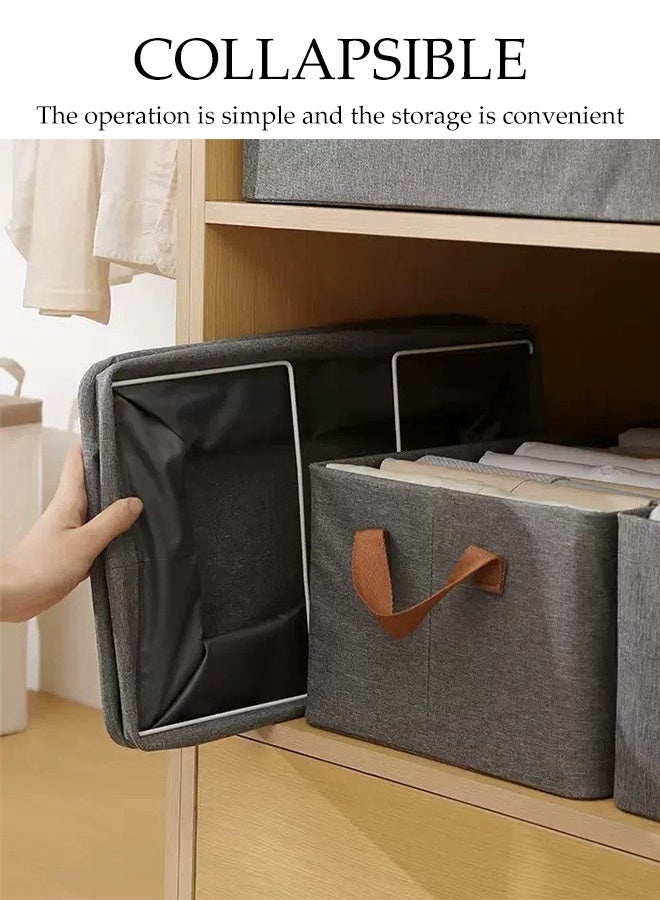 DUNISO 4 Pcs Wardrobe Clothes Organizer,Drawer Organizers and Storage With Lid And Handle，Washable Foldable Closet Organizer，Moisture and Mold Prevention，Sturdy and Durable，for Organizing Clothing Jeans Toys Book Shelves Closet Wardrobe - Image 5