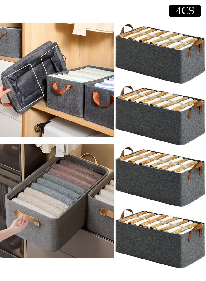 DUNISO 4 Pcs Wardrobe Clothes Organizer,Drawer Organizers and Storage With Lid And Handle，Washable Foldable Closet Organizer，Moisture and Mold Prevention，Sturdy and Durable，for Organizing Clothing Jeans Toys Book Shelves Closet Wardrobe - Image 1