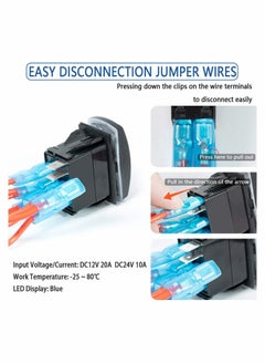 Y&D Waterproof Rocker Switch Toggle ON OFF Red LED Light 12V 20A 24V 10A 7Pin with Jumper Wires Set for Automotive Cars Vehicles Marine Boats Trucks Trailers 4x4 Caravans RVs ATV UTV and More  - Image 3