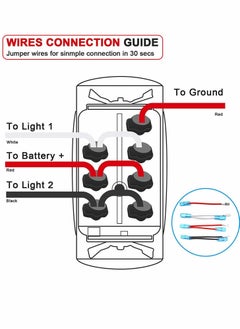 Y&D Waterproof Rocker Switch Toggle ON OFF Red LED Light 12V 20A 24V 10A 7Pin with Jumper Wires Set for Automotive Cars Vehicles Marine Boats Trucks Trailers 4x4 Caravans RVs ATV UTV and More  - Image 5