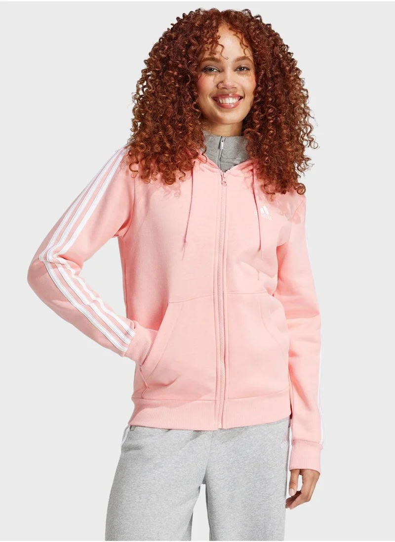 اديداس Essentail 3 Stripe Fleece Hoodie