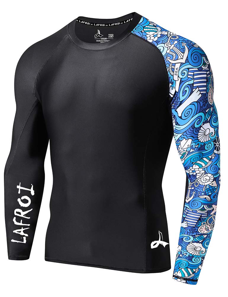 LAFROI Men's Long Sleeve UPF 50+ Baselayer Skins Performance Fit Compression Rash Guard-CLYYB Asym Fantasy Size XXL - Image 1