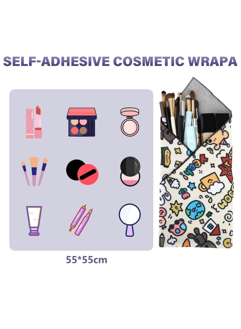 حقيبة مكياج من القماش السحري اللاصق الذاتي | حقيبة تجميل محمولة للسفر | غلاف واقي متعدد الاستخدامات للإلكترونيات وعدسات الكاميرا وغطاء اللابتوب - Image 2