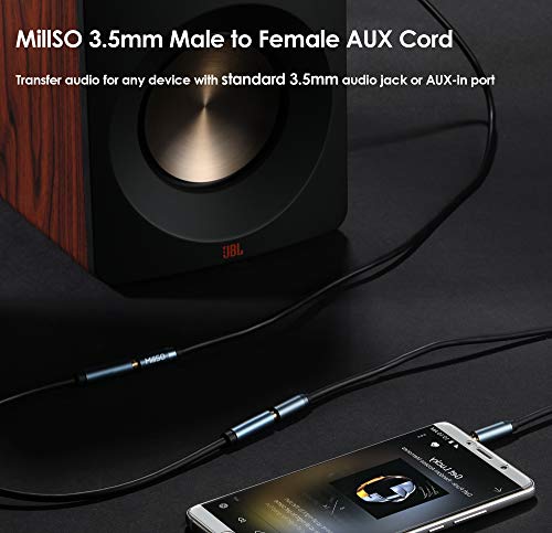 MillSO 3.5mm Headphone Extension Cable (6.6 Feet) TRRS 3.5mm Male to Female Stereo Audio Jack Extension Adapter Auxiliary AUX Cord for Headphones, Earbud, Speaker, Car Stereo, Home HiFi System - Image 2