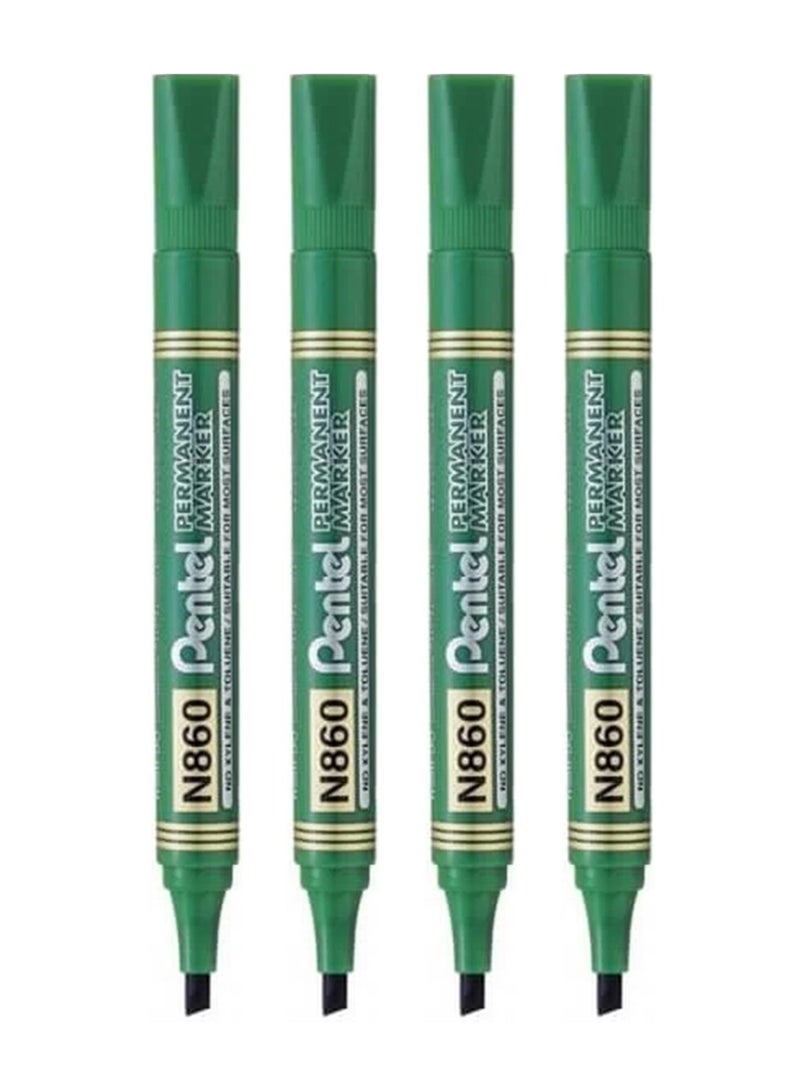 Pentel 4-Piece Permanent Marker Chisel Tip Green Ink - Image 1