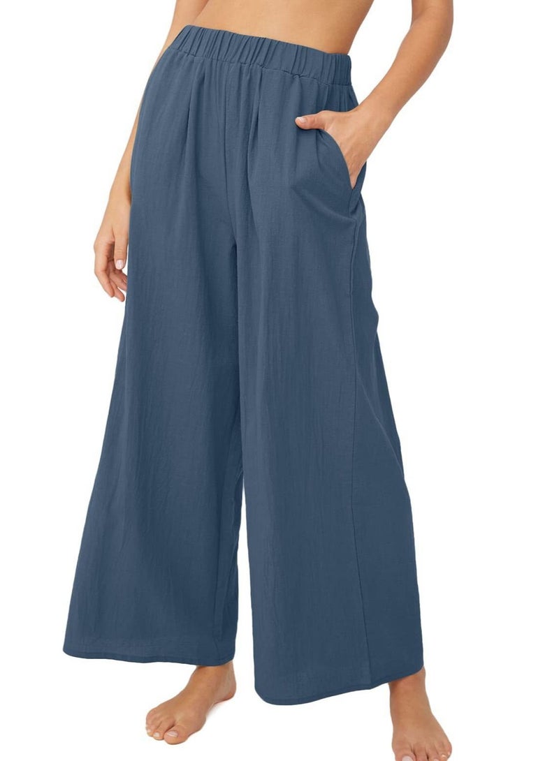Loquat Spring And Summer New Women's Solid Color High Waist Loose Casual Wide Leg Pants 