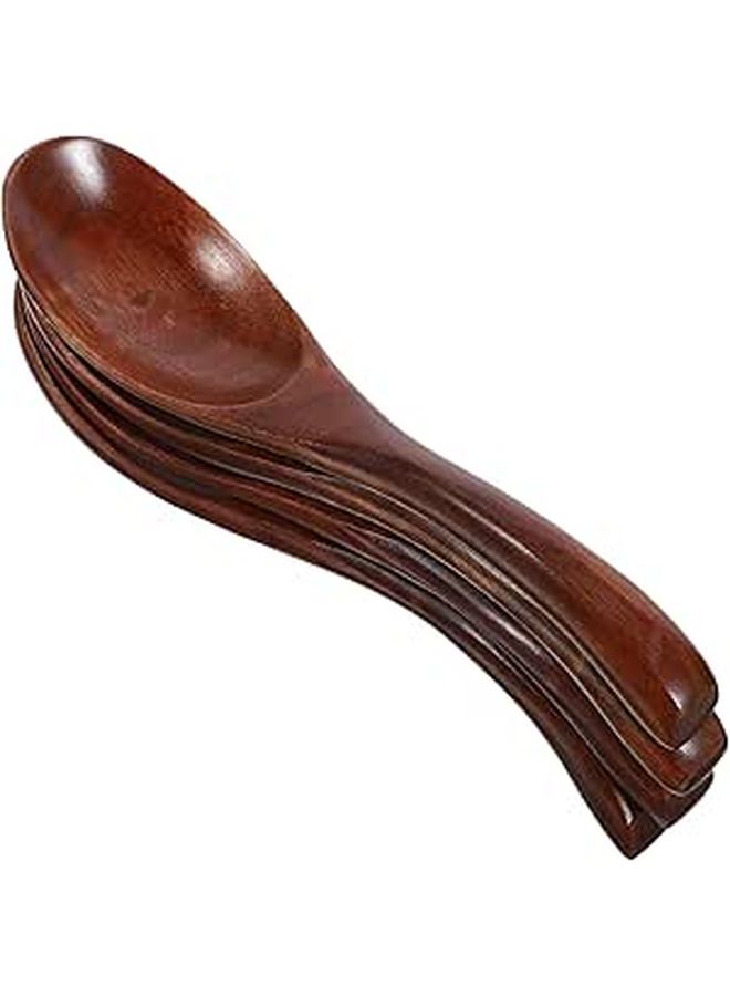 4pcs Wooden Soup Spoons Natural Wood Kitchen Utensils for Eating Stirring Seasoning Home Coffee Shop - Image 1