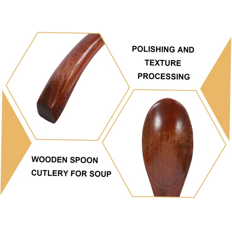 4pcs Wooden Soup Spoons Natural Wood Kitchen Utensils for Eating Stirring Seasoning Home Coffee Shop - Image 3