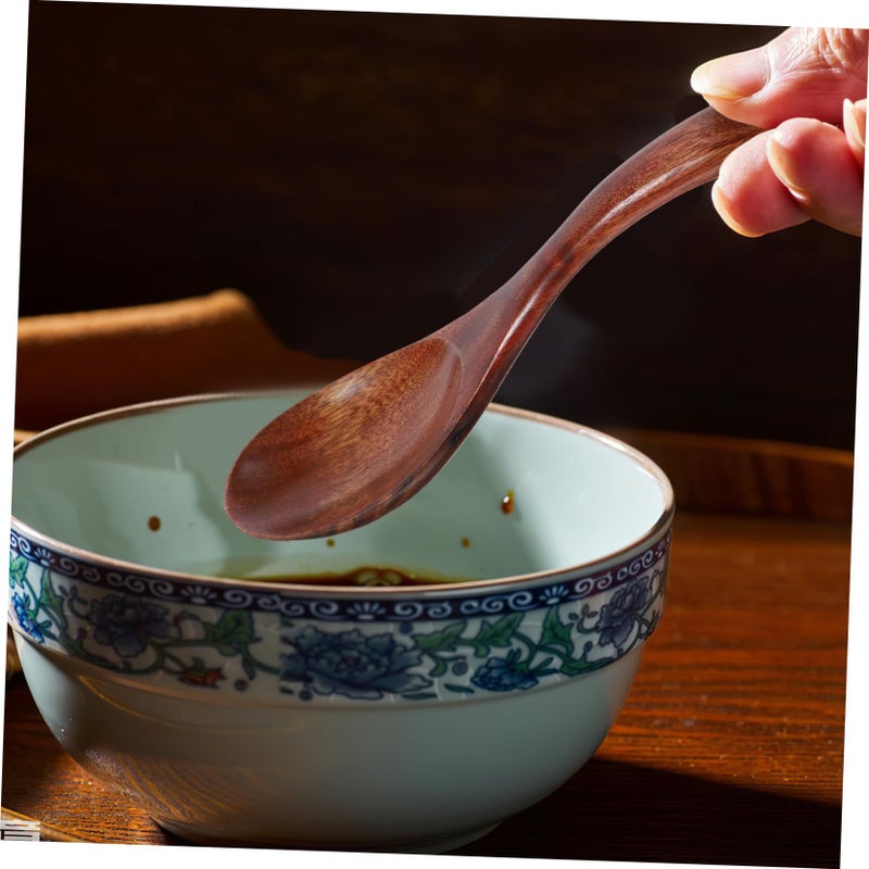 4pcs Wooden Soup Spoons Natural Wood Kitchen Utensils for Eating Stirring Seasoning Home Coffee Shop - Image 4