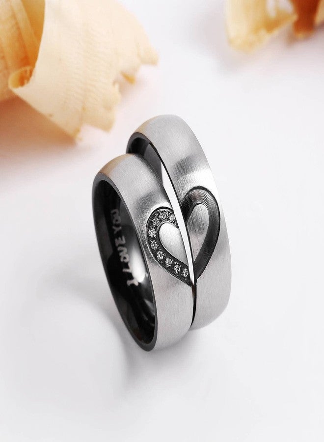 ANAZOZ Hers & Women's for Real Love Heart Promise Ring Stainless Steel Wedding Engagement Bands 6MM US Size 8 - Image 4