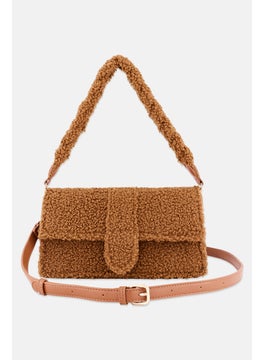 Moda Luxe Women Faux Fur Satchels Bag 16 H x 27 L x 8 W cm, Brown  - Image 3