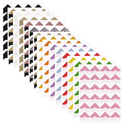 FineGood 15 Sheets Photo Mounting Corners, FineGood Self Adhesive Paper Picture Sticker for DIY Scrapbook Album Diary Personal Organizer Notebook - 14 Colors - Image 1