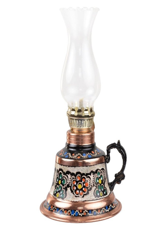Vensila Handmade Copper Oil Lamp with Patterns | Vintage Hurricane Lantern for Home Decor, Farmhouse Kitchen, Rustic Living Room | Decorative Indoor Outdoor Kerosene Lamp and Christmas Gift - Image 1