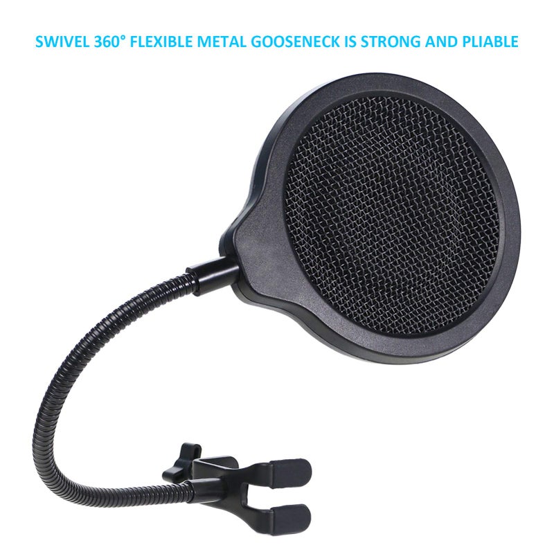 SUNMON QuadCast Mic Pop Filter Mask Shield For HyperX QuadCast Microphone, 4 Inch 3 Layers Windscreen with Flexible 360Â°Gooseneck Clip by SUNMON - Image 3
