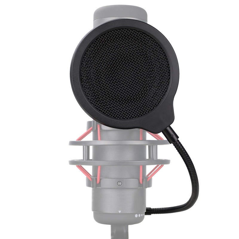 SUNMON QuadCast Mic Pop Filter Mask Shield For HyperX QuadCast Microphone, 4 Inch 3 Layers Windscreen with Flexible 360Â°Gooseneck Clip by SUNMON - Image 1