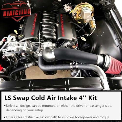 RiAiCiING 4'' LS Swap Cold Air Intake kit Compatible with LS1 LS2 LSX LQ4 LQ9 Restomod A-Body G-Body Camaro Chevelle GTO Monte Carlo Caprice - Image 2