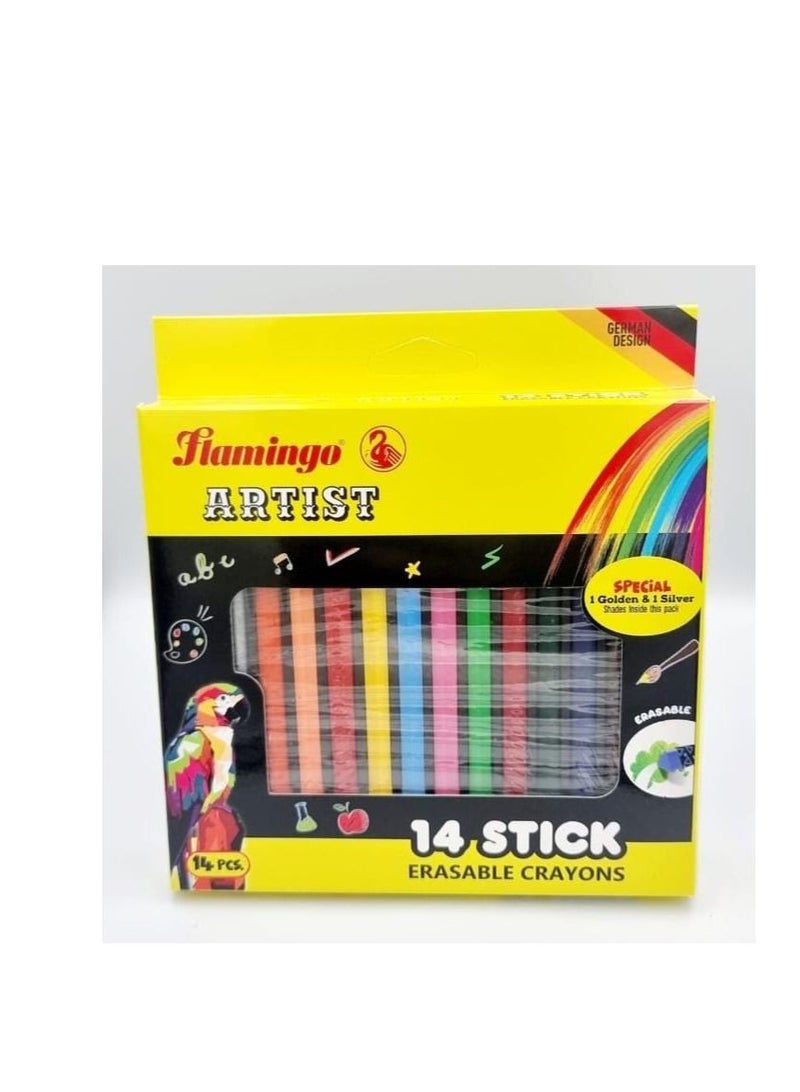 Flamingo ARTIST 14 STICK ERASABLE CRAYONS